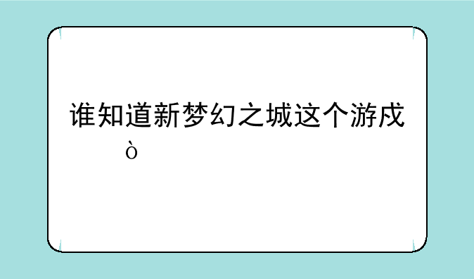 谁知道新梦幻之城这个游戏？