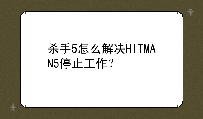 杀手5怎么解决HITMAN5停止工作？