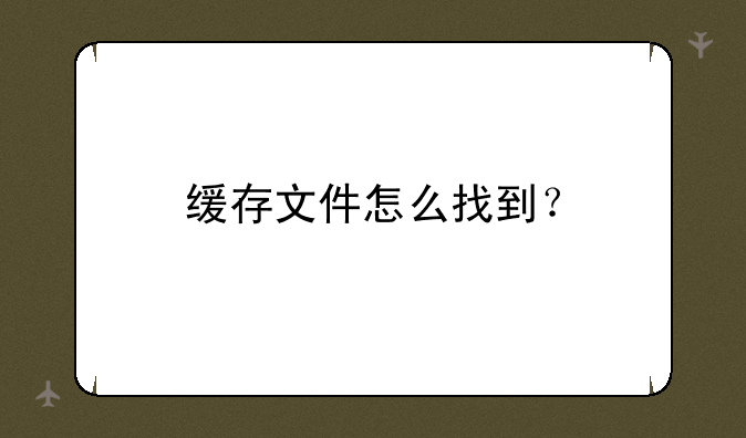 缓存文件怎么找到？