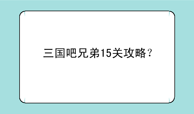 三国吧兄弟15关攻略？