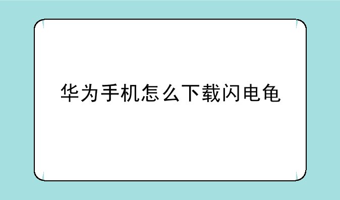 华为手机怎么下载闪电龟