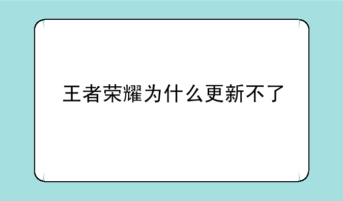 王者荣耀为什么更新不了