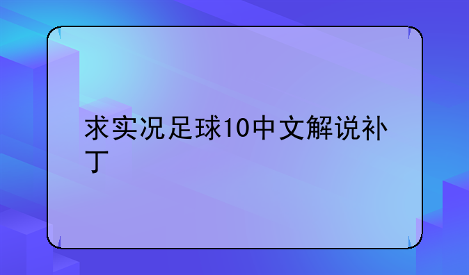 求实况足球10中文解说补丁