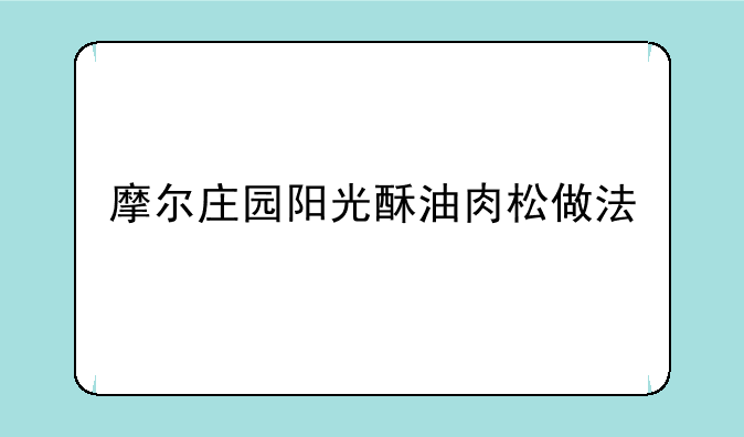 摩尔庄园阳光酥油肉松做法