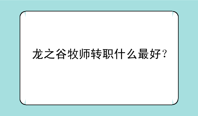 龙之谷牧师转职什么最好？