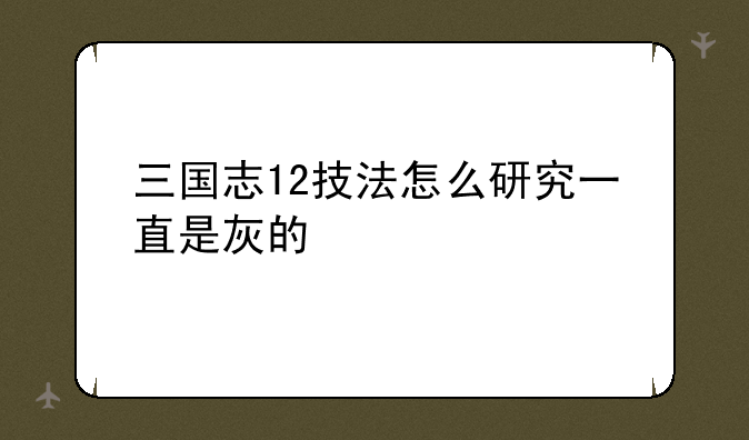 三国志12技法怎么研究一直是灰的