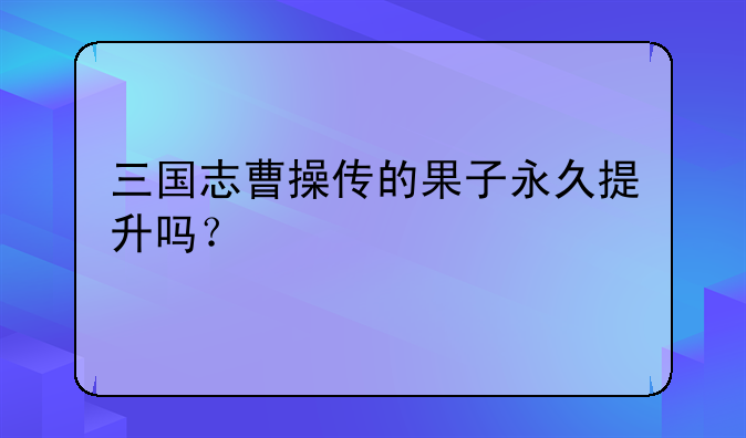 三国志曹操传的果子永久提升吗？
