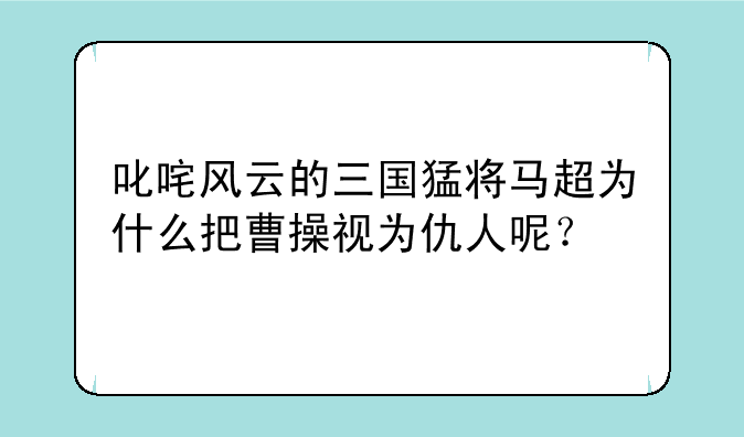 叱咤风云的三国猛将马超为什么把曹操视为仇人呢？