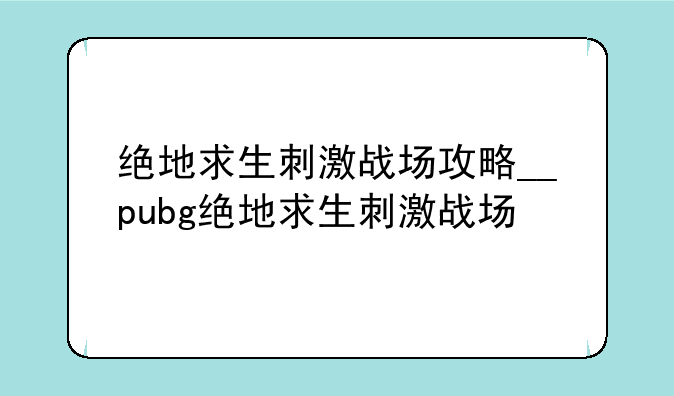 绝地求生刺激战场攻略__pubg绝地求生刺激战场