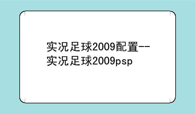实况足球2009配置--实况足球2009psp